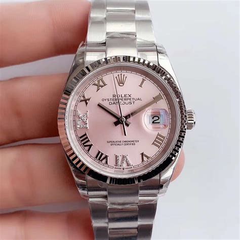 silver rolex watch with pink face|Rolex datejust 36 pink.